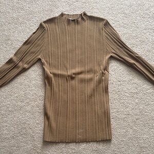 MM Lafleur Tan Ribbed Knit Top